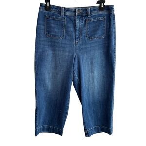 Talbots Flawless Size 14P Capri Stretch Denim Cropped Jeans High-Waist Wide